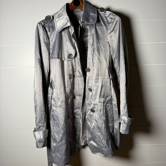 MAC & JAC Silver Shimmer Metallic Peacoat Jacket Coat Women's Size XL - Picture 7 of 12